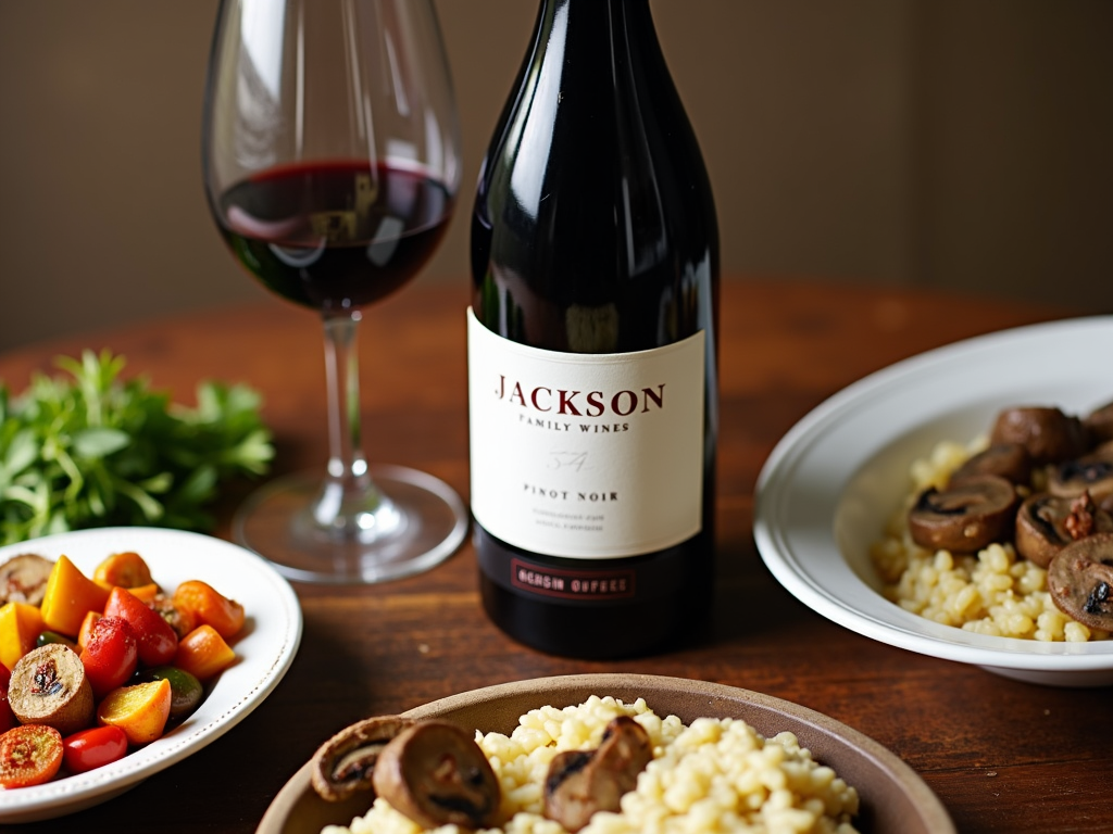 Pinot Noir with roasted vegetables and mushroom risotto