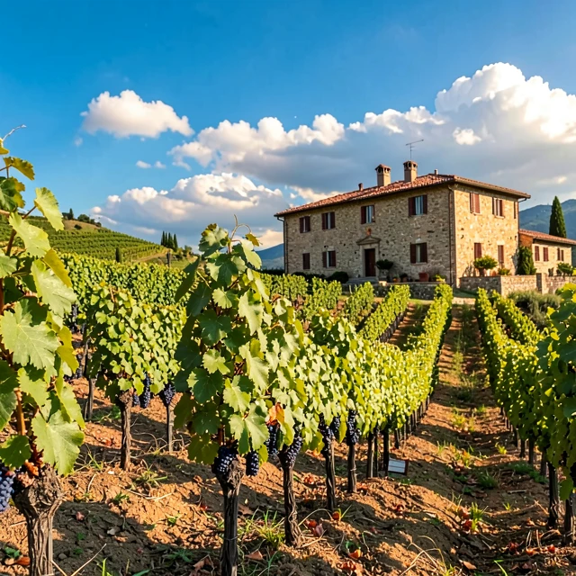 Traditional vineyard in the Chianti Classico region of Tuscany