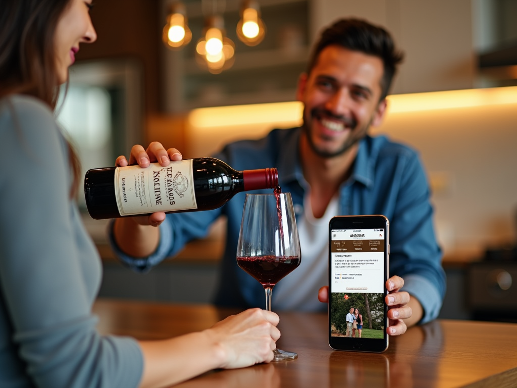 Pouring wine from Jackson Family Wines with recommendation app