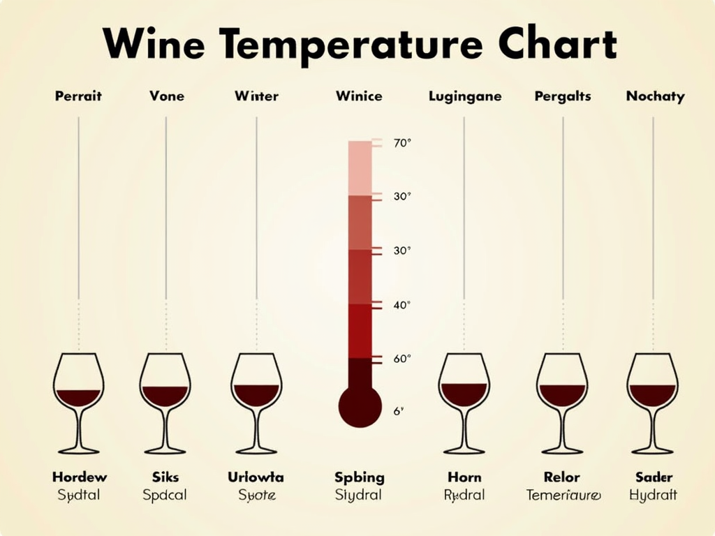 A chart of wine serving temperatures.