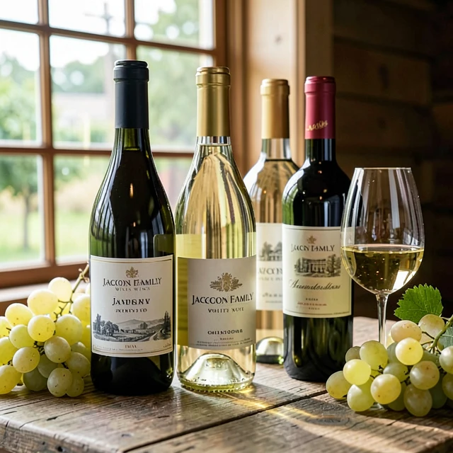 Jackson Family Wines white wine collection bottles and glasses
