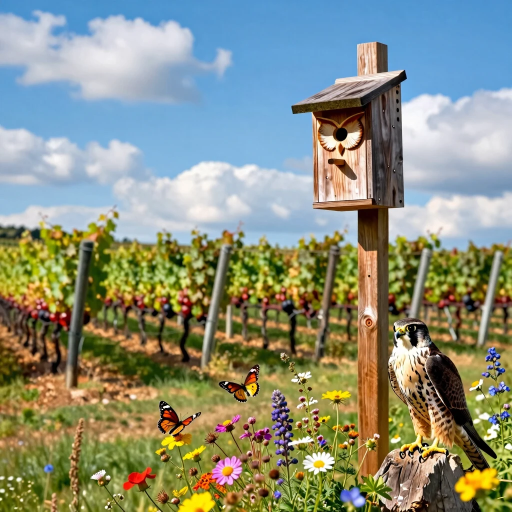 Biodiversity habitat with owl box enhancing ecosystem at Jackson Family Wines