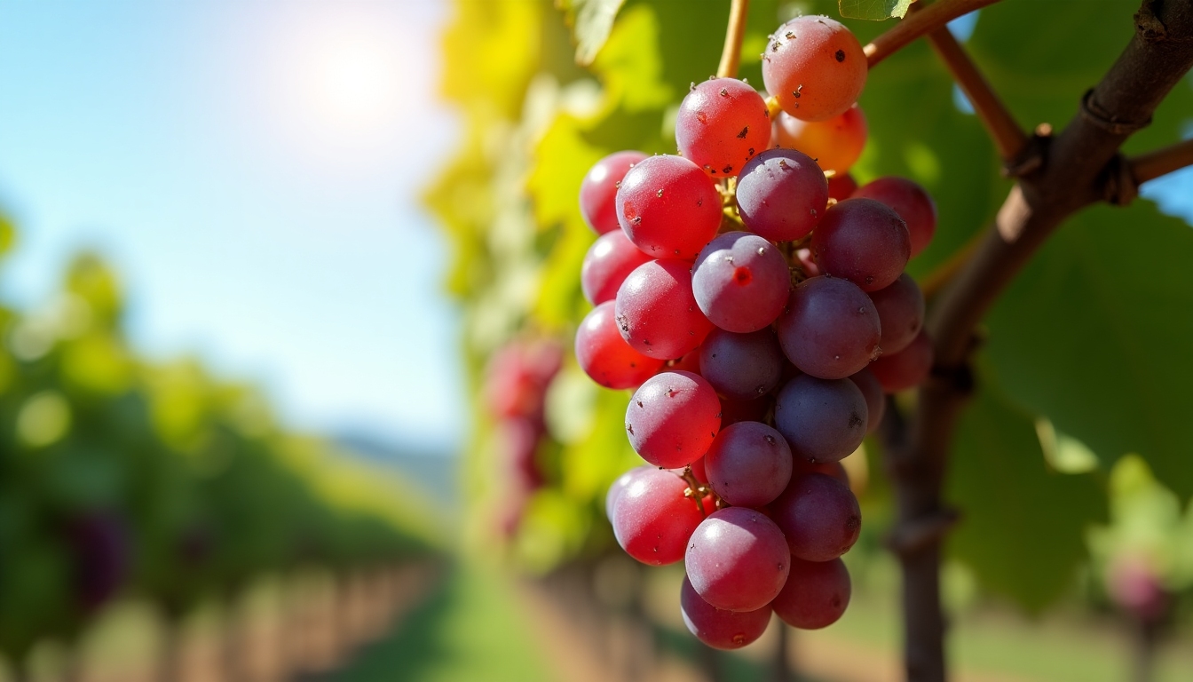 Grapes hanging from a vine, ready to be harvested, highlighting the premium grape selection of Jackson Family Wines.