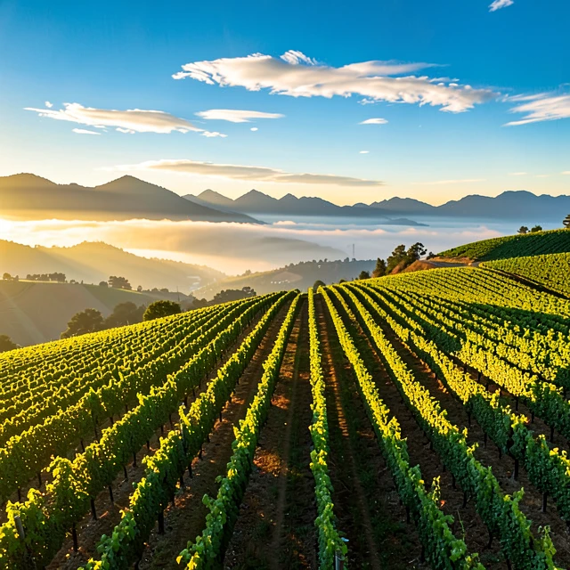 Aerial view of Napa Valley vineyards in California
