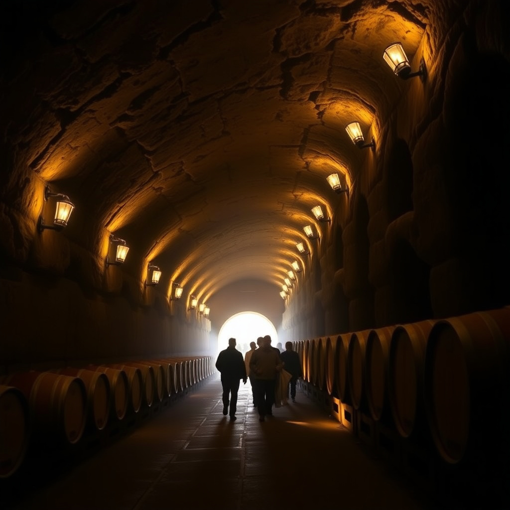 Exploring the historic wine caves during a Beringer tour