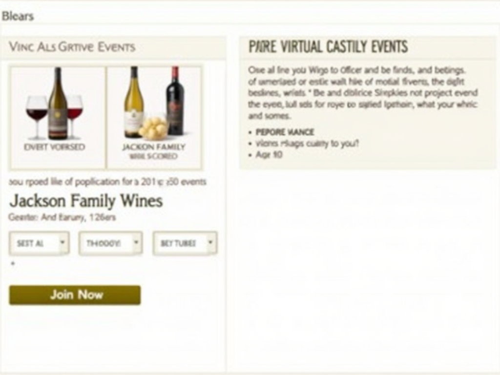 Jackson Family Wines online store showcasing virtual tasting events