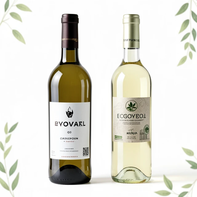 Comparison of traditional and lightweight eco-friendly wine bottles.