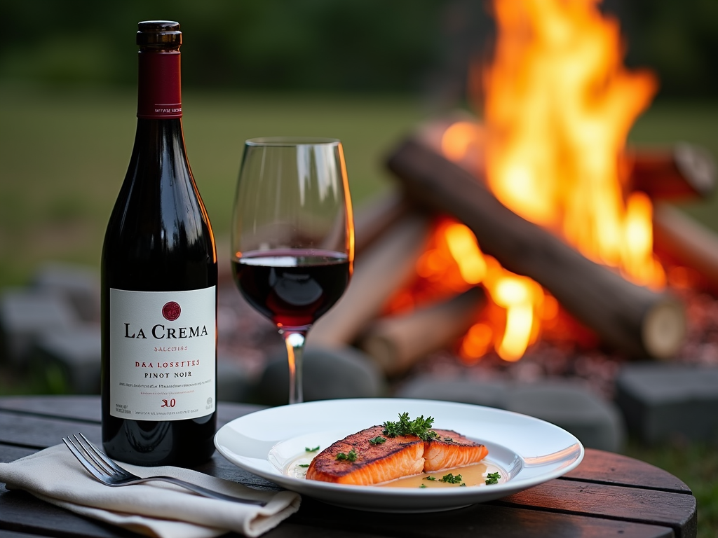 La Crema Pinot Noir paired with grilled salmon