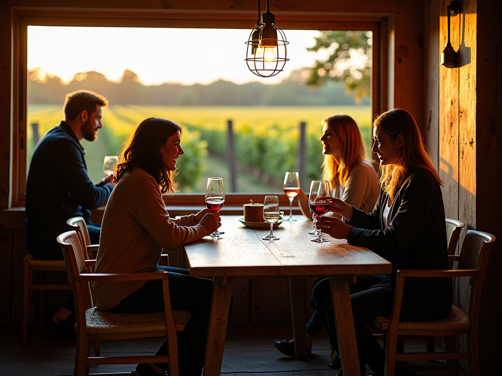 Tasting room with a view of a sustainable vineyard