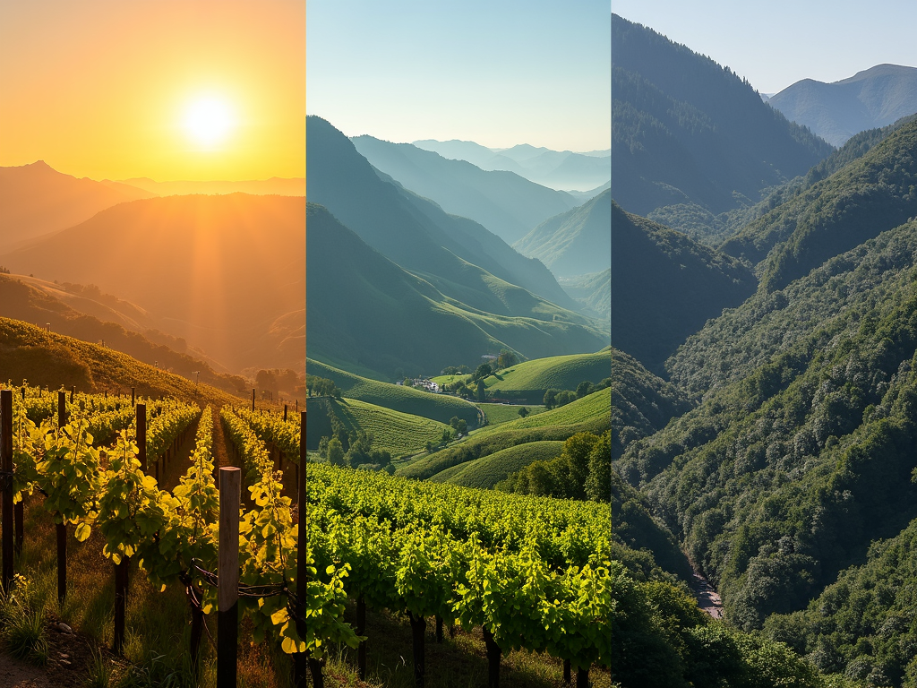 Vineyards from Napa Valley, Burgundy, and Mosel, showcasing diverse terroirs.