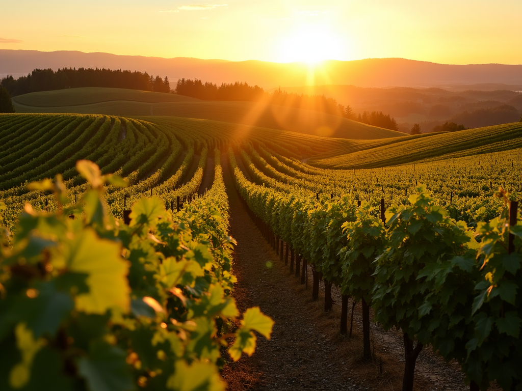 Vineyard at sunset, capturing the natural beauty of Jackson Family Wines' estates.