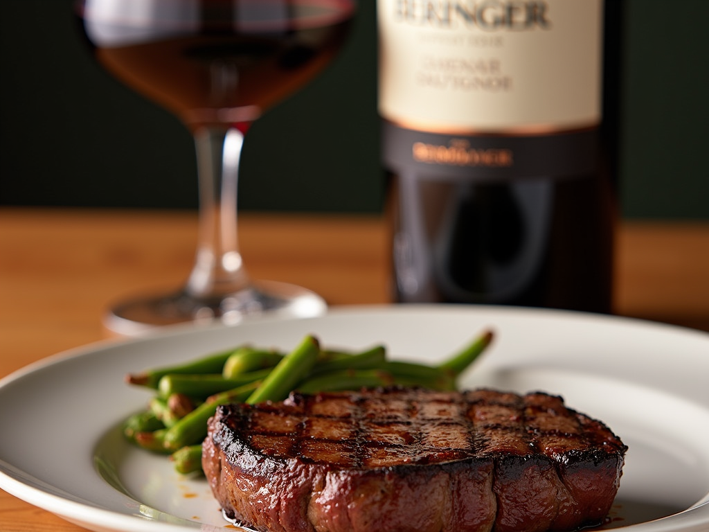 Beringer’s Cabernet Sauvignon paired with grilled steak.