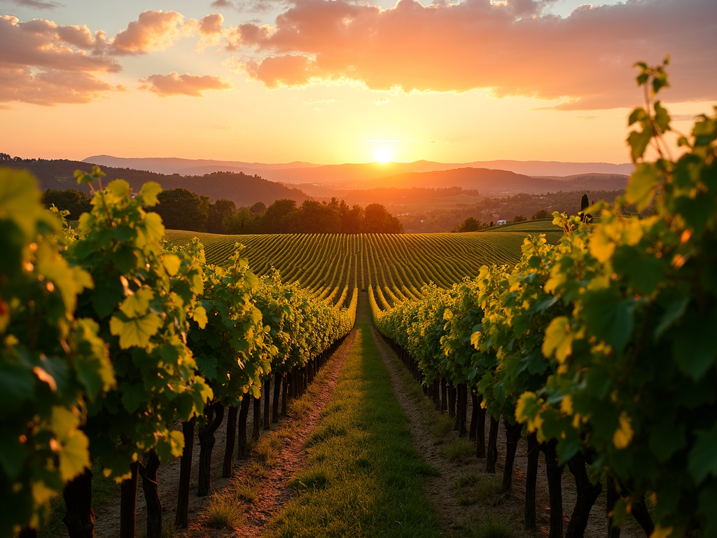 Vineyard at sunset