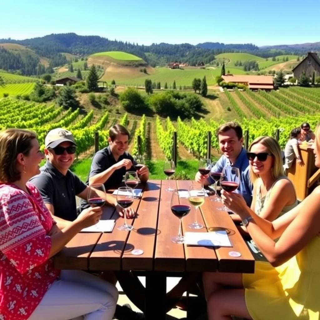 Friends enjoying wine tasting at Cardinale Estate in Napa Valley