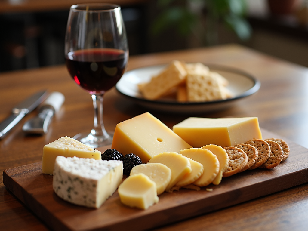 Cheese board with wine