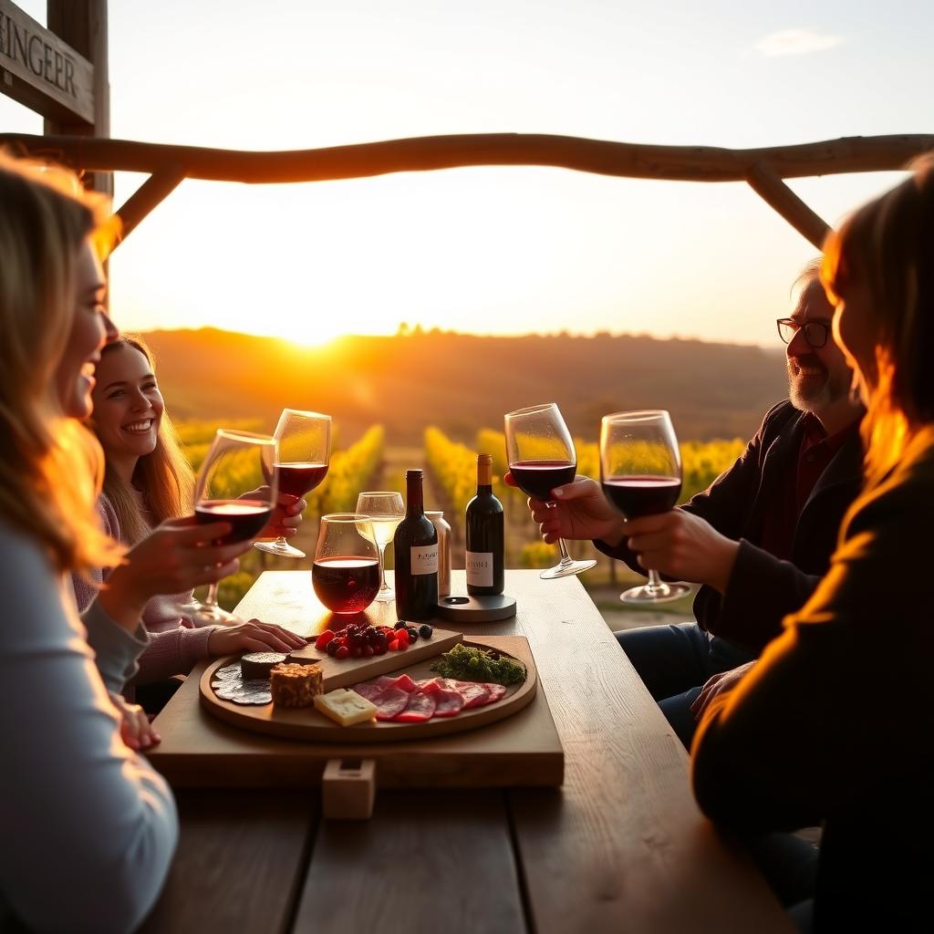 Cozy wine tasting at Beringer Vineyards with charcuterie and vineyards in the background