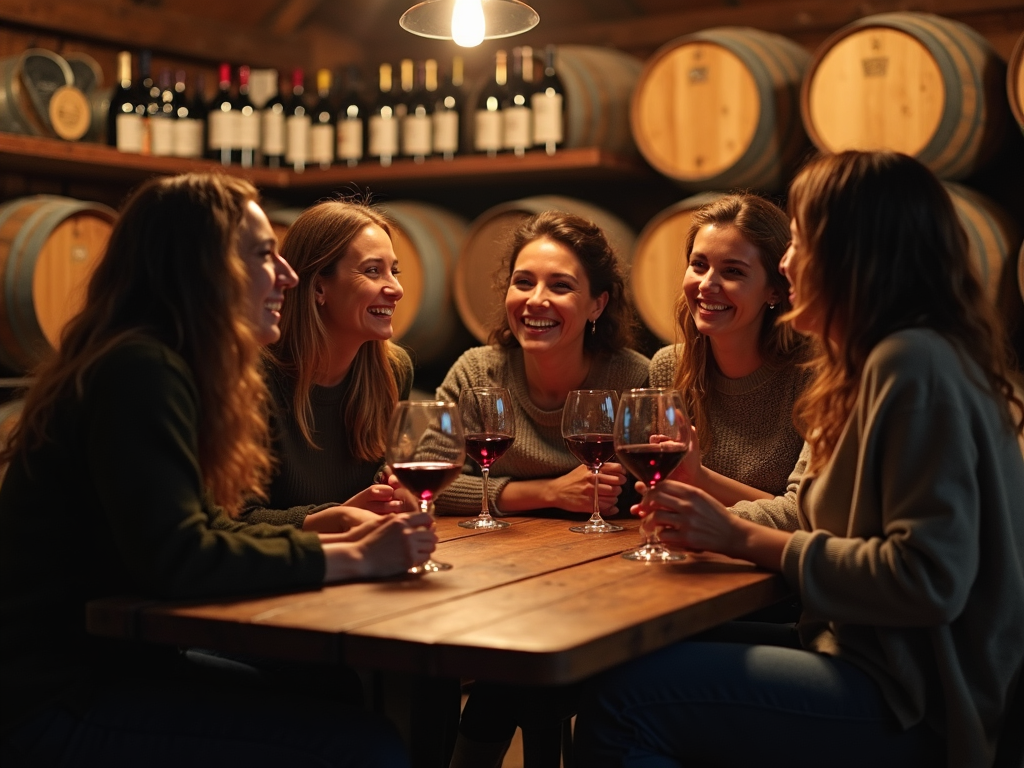 People enjoying wine tasting in a cozy room