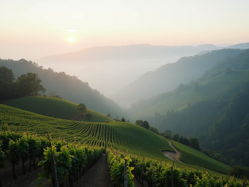 Mount Veeder vineyards in the morning fog