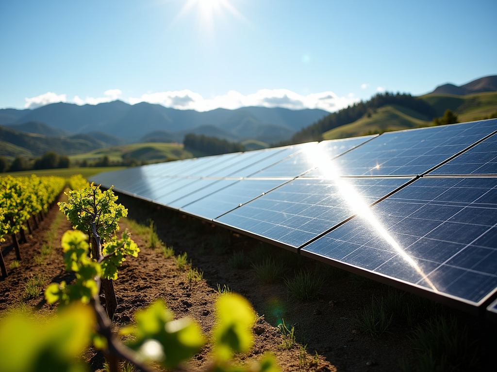 Solar panels in a vineyard
