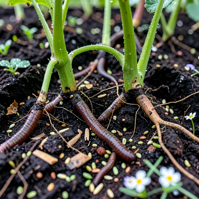 Close-up of healthy organic vineyard soil demonstrating rich microbial life and root systems