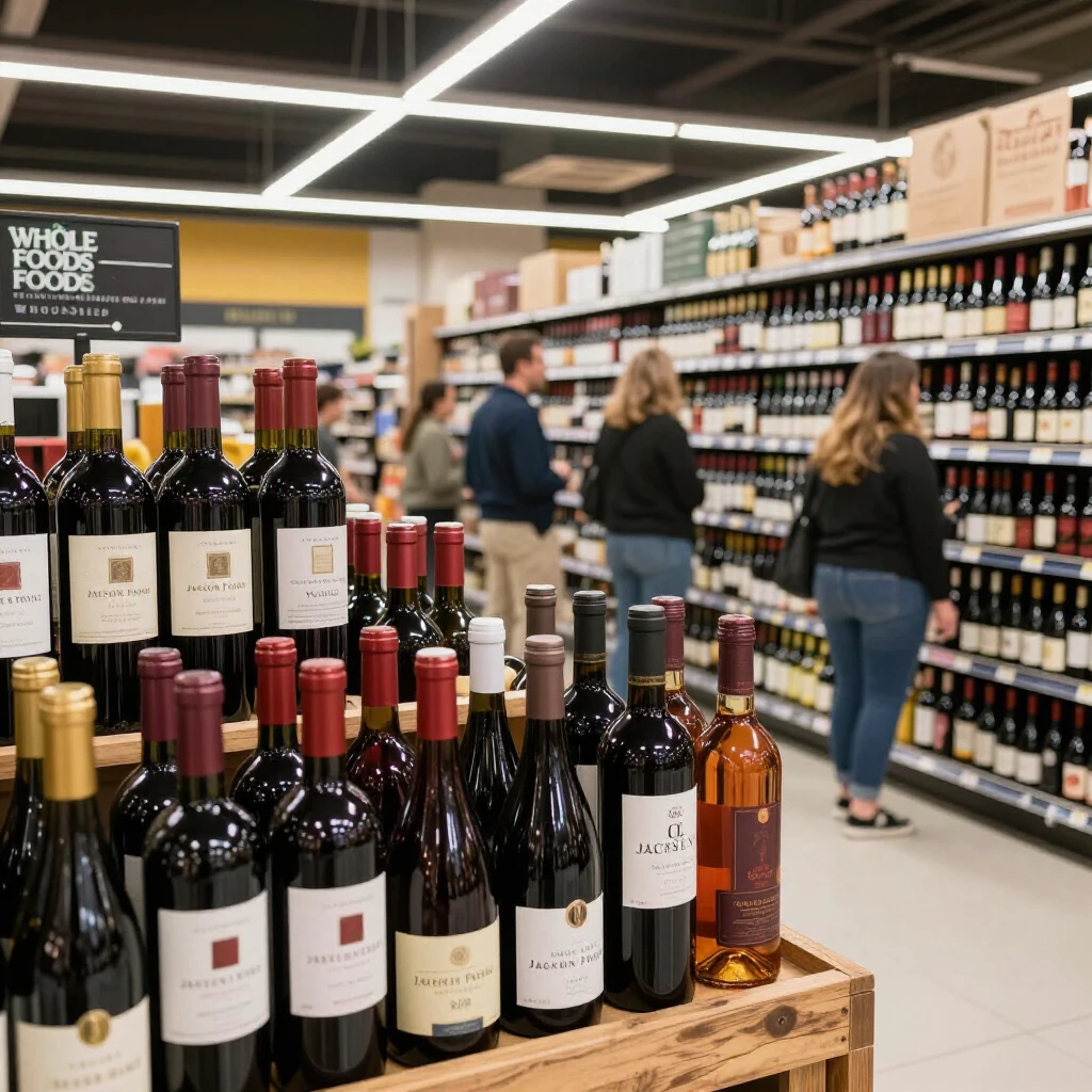 Wine aisle in a grocery store featuring Jackson Family Wines