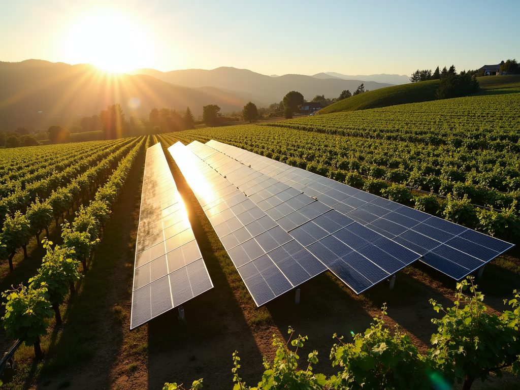 Solar panels in vineyard