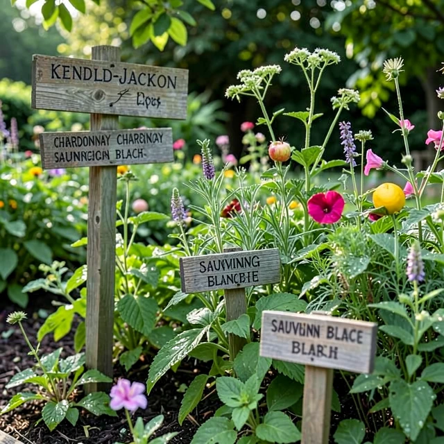 White wine sensory garden at Kendall-Jackson Estate showing aroma plants and herbs