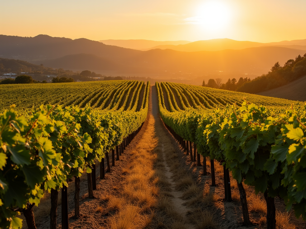 Napa Valley vineyard at sunrise