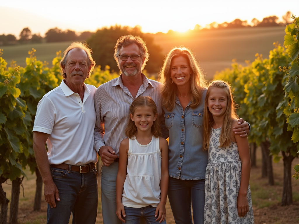 The Jackson family in their vineyard