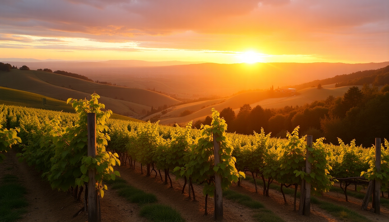 Rows of grapevines stretching across a sunlit vineyard in Sonoma, capturing the essence of tranquility and nature's beauty.