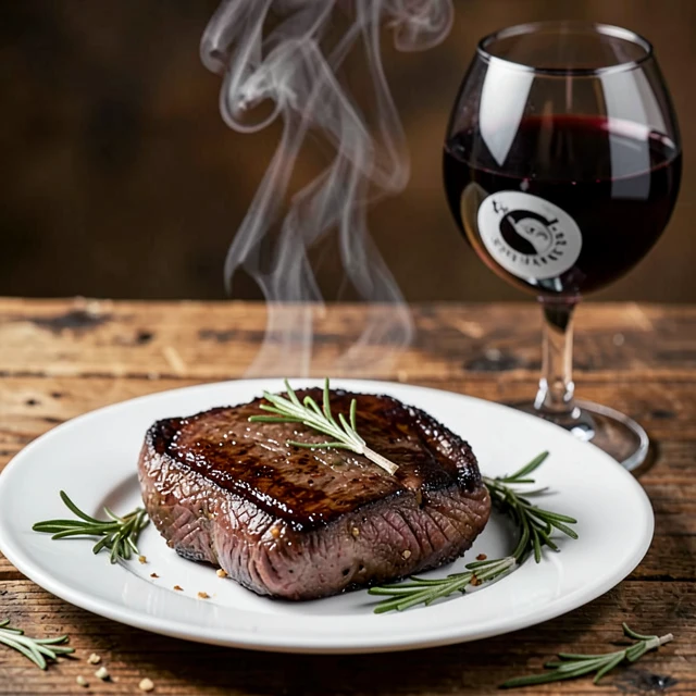 Steak paired with a bold red wine for a classic match