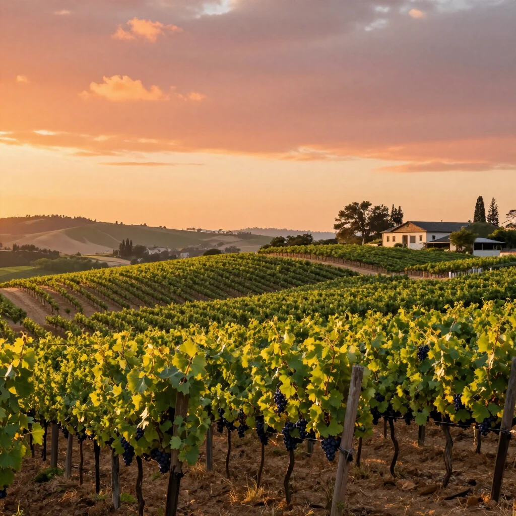 California vineyard at sunset owned by Jackson Family Wines