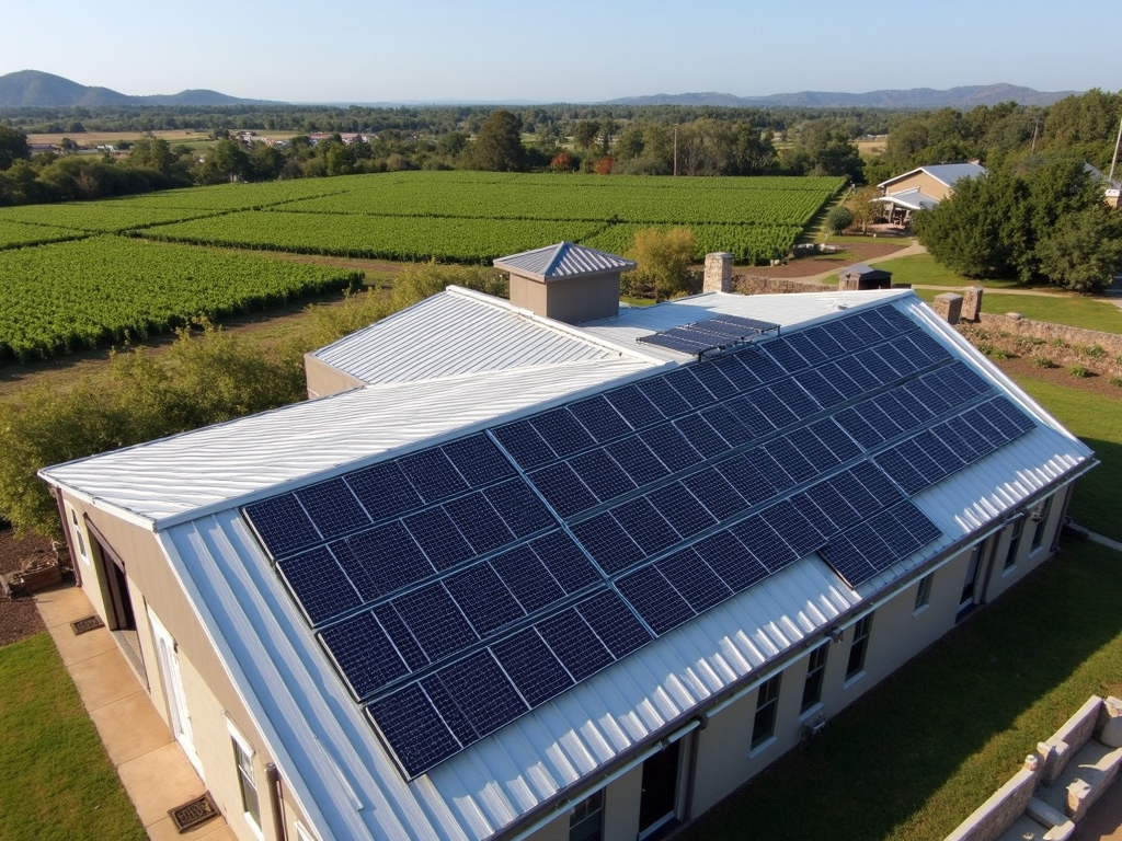 Solar panels atop Jackson Family Wines facilities, symbolizing commitment to renewable energy.