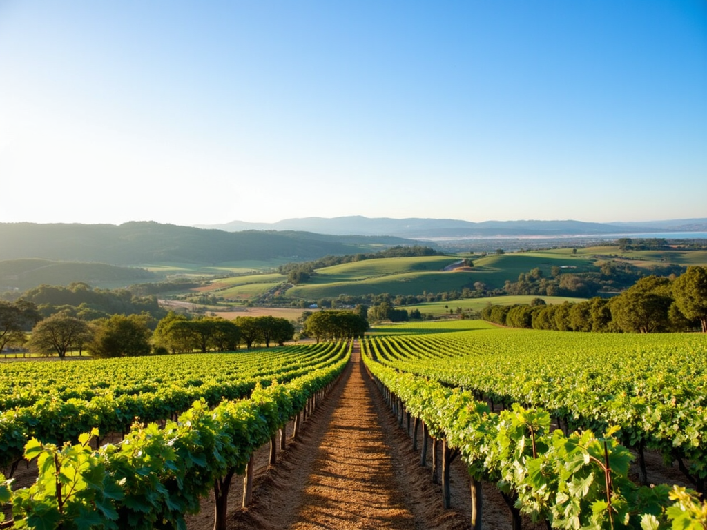 A panoramic view of Jackson Family Wines’ vineyards, showcasing the rolling hills and lush grapevines.