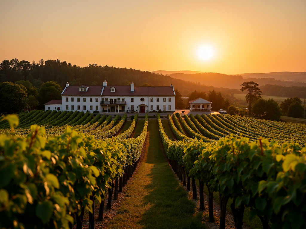 Vineyard at sunset