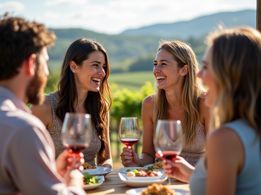Outdoor wine tasting in California