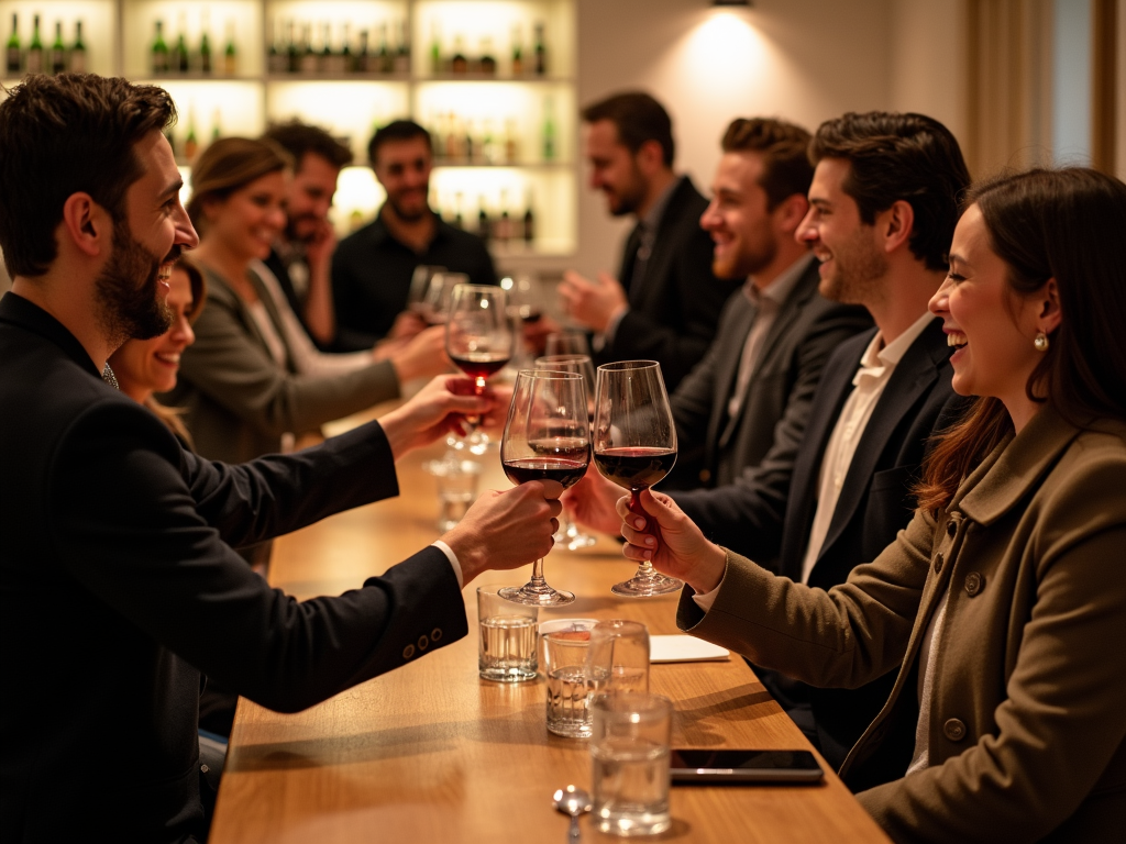 Lively wine tasting event, where enthusiasts share their passion.