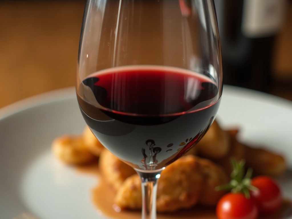 Wine glass and food plate