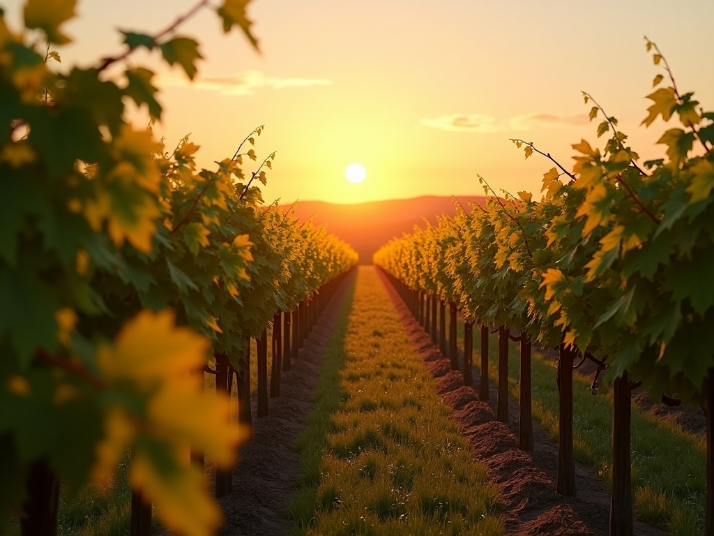 AI-generated vineyard sunset scene