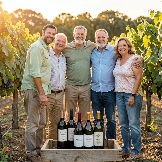 Jackson family in their vineyard, celebrating heritage