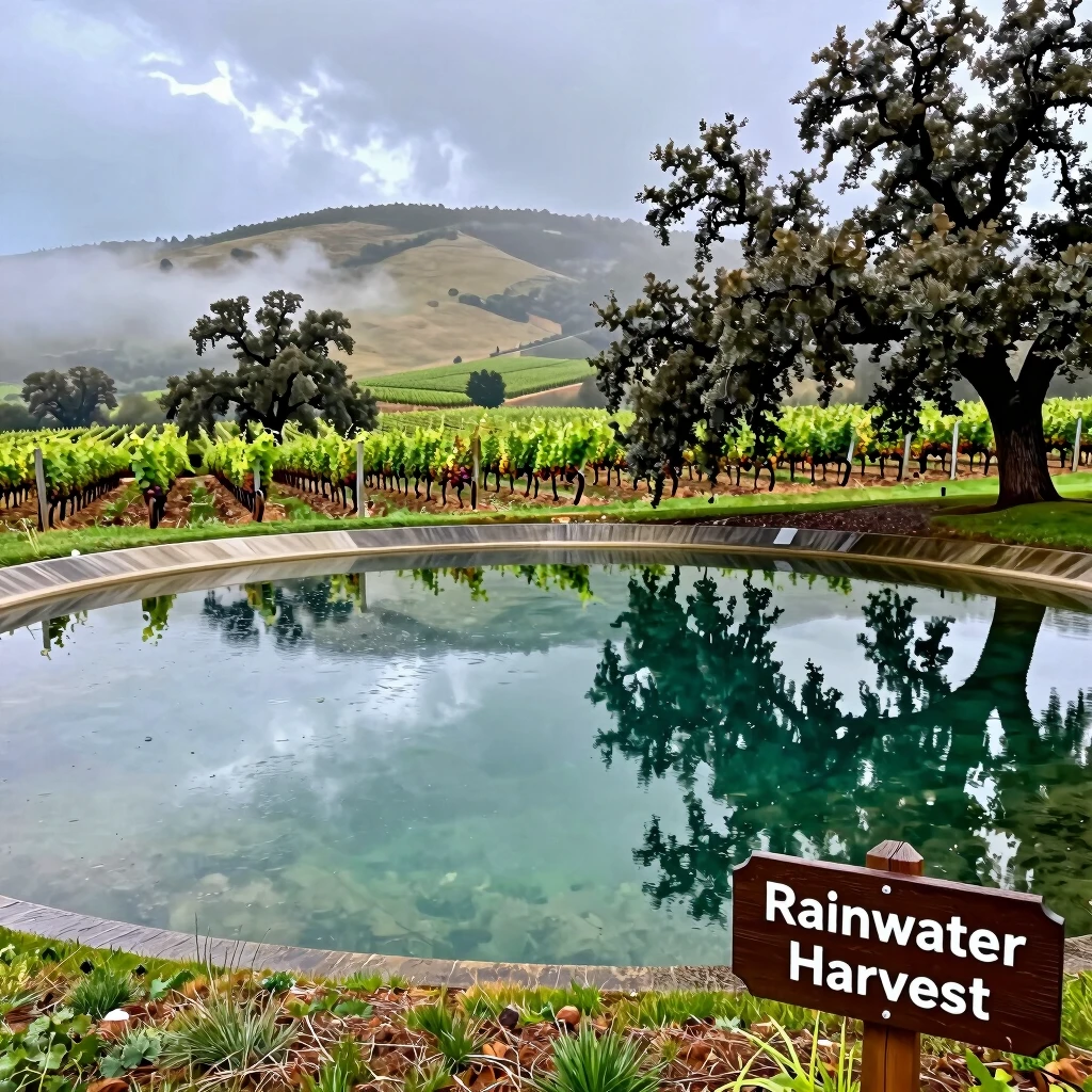 Rainwater reservoir supporting sustainable irrigation at Jackson Family Wines