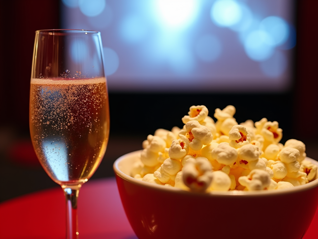 Sparkling wine with popcorn