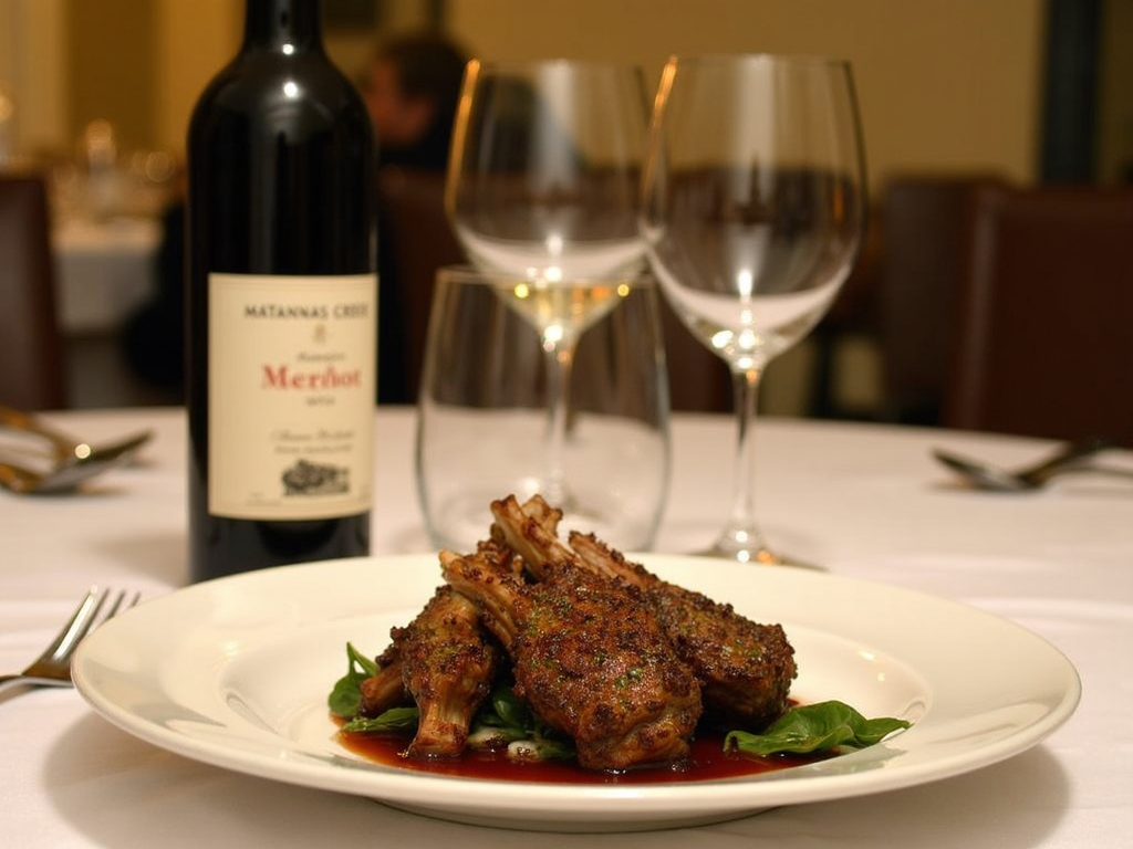 Matanzas Creek Merlot paired with herb-crusted rack of lamb