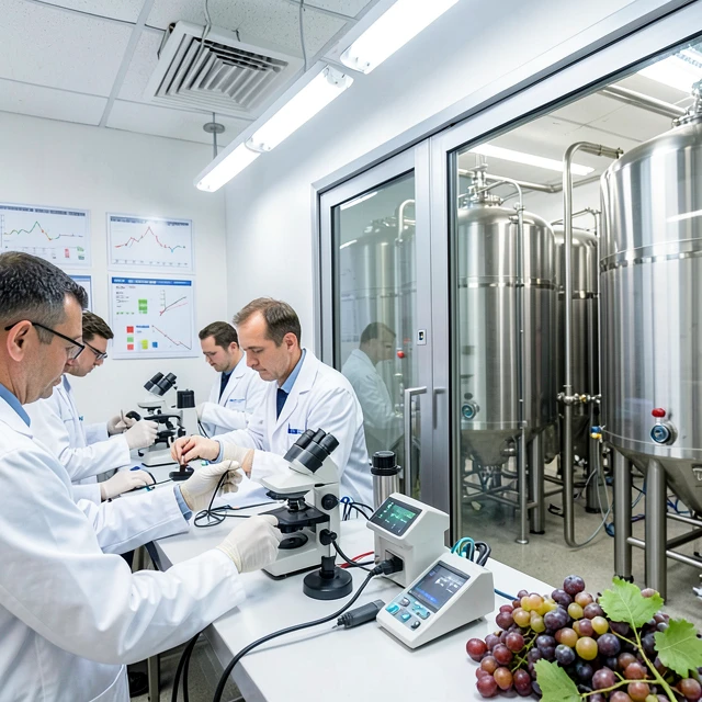 Modern winery laboratory for winemaking science