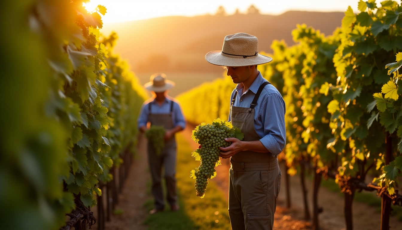 Harvesting grapes by hand in Napa Valley