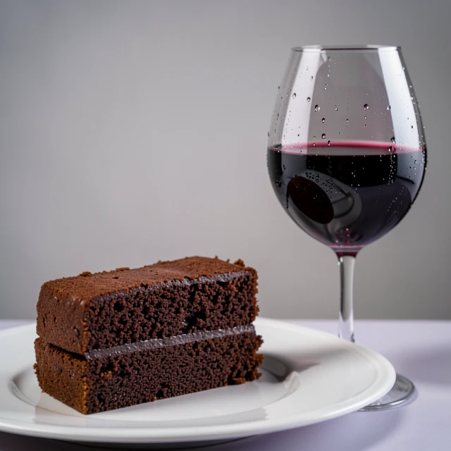 Chocolate cake paired perfectly with a glass of Port wine