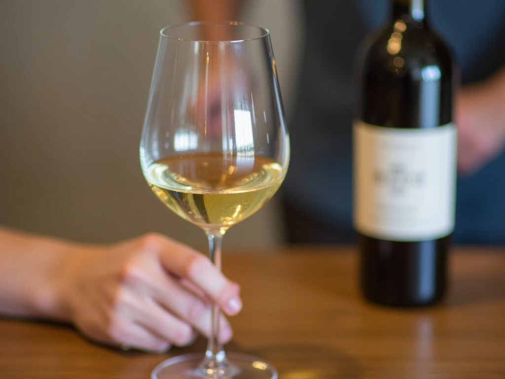 A person swirling a glass of white wine to release its aromas.