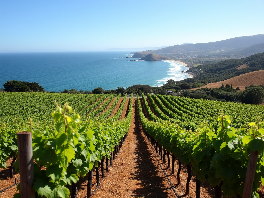 Monterey County vineyards with ocean view