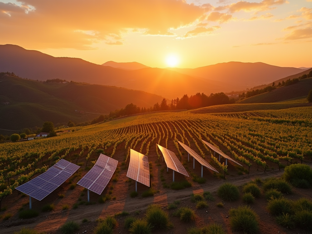 Solar panels at a sustainable winery
