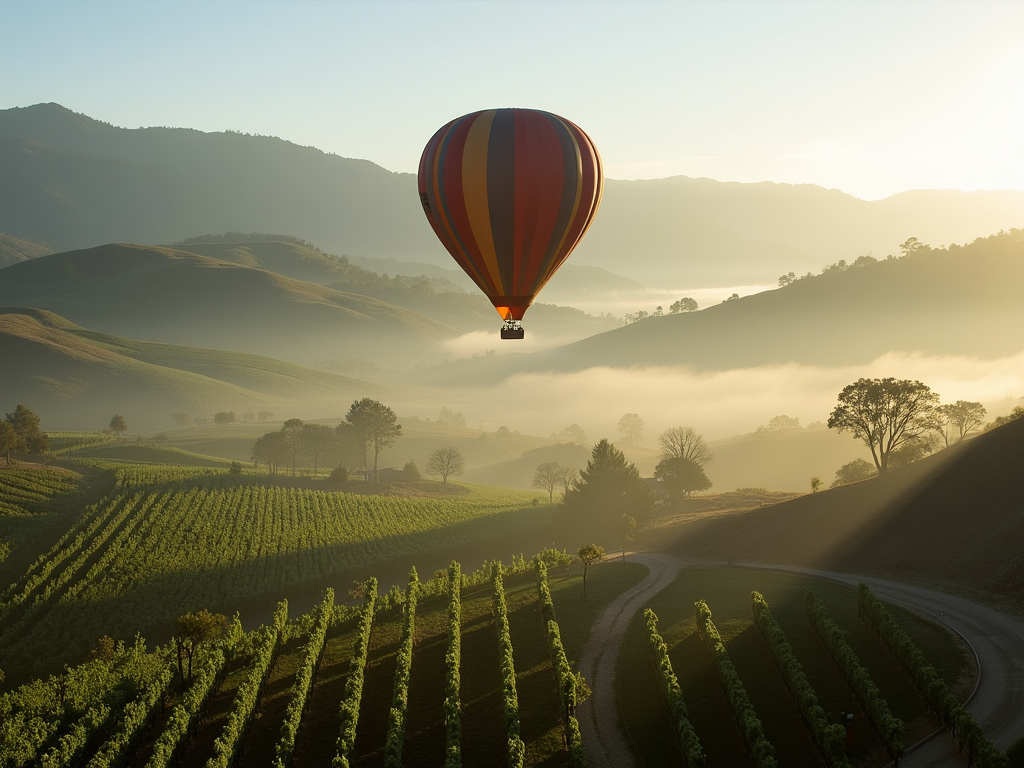 Hot air balloon over Napa Valley
